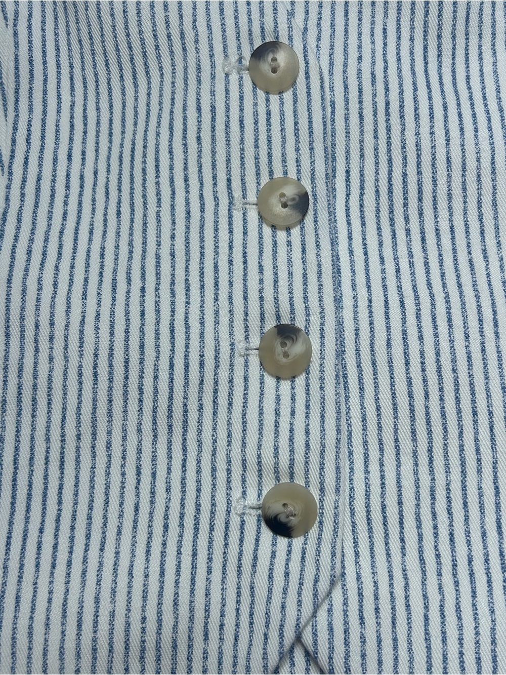 Zara White Vest with Thin Blue Stripes and Tortoiseshell Buttons - Picture 7 of 7
